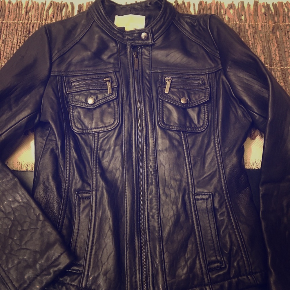 Michael Kors Genuine Leather Moto Jacket